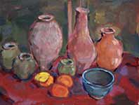 Artist's pots with oranges